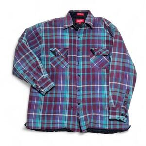 Coleman Vintage 90s Plaid Cotton Quilt Lined Button Shirt Jacket Large